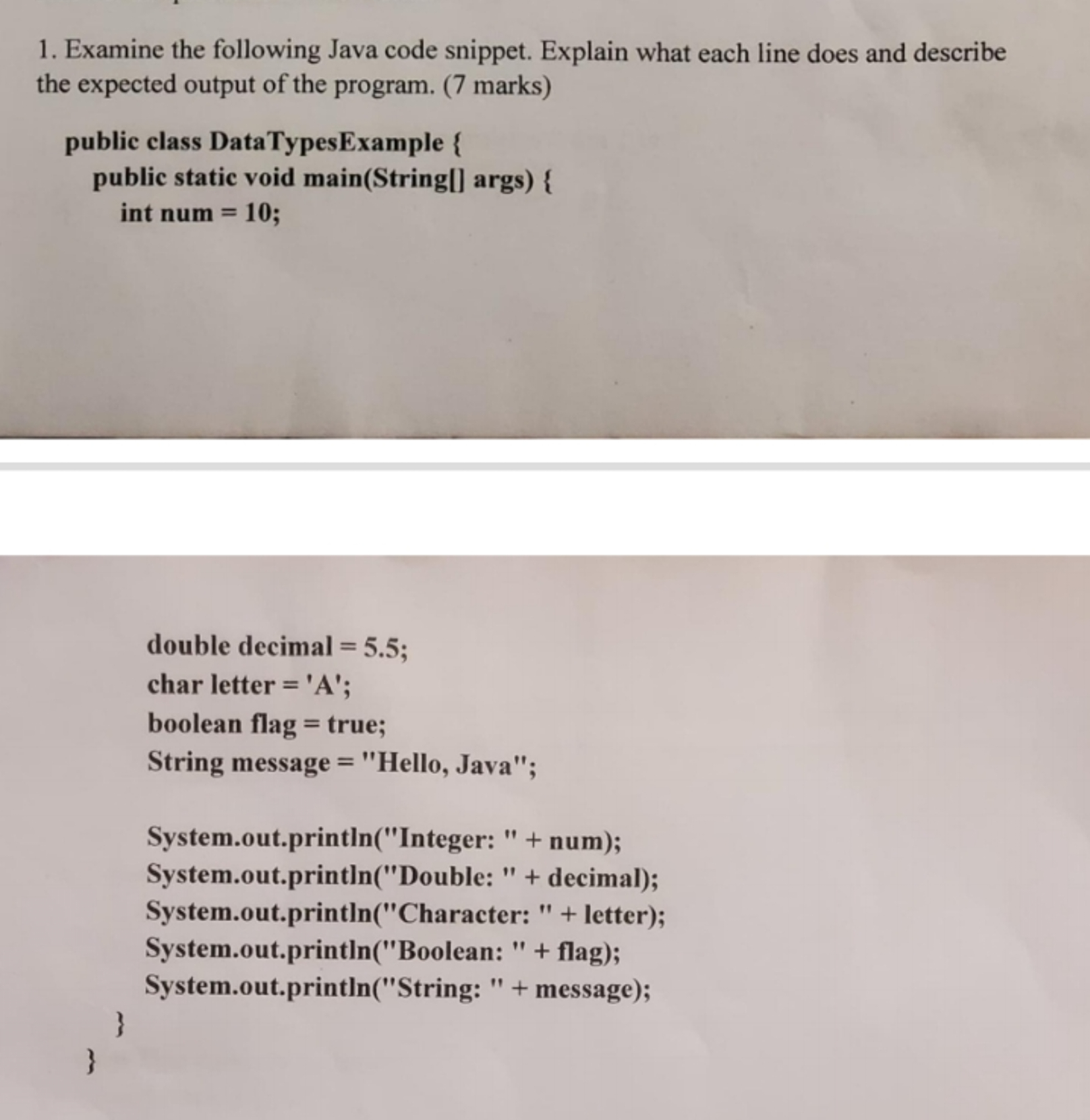 double decimal = 5 . 5 ; char letter = ' A ' ;