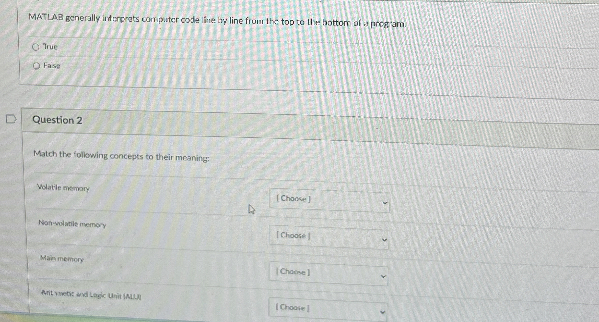 MATLAB generally interprets computer code line by