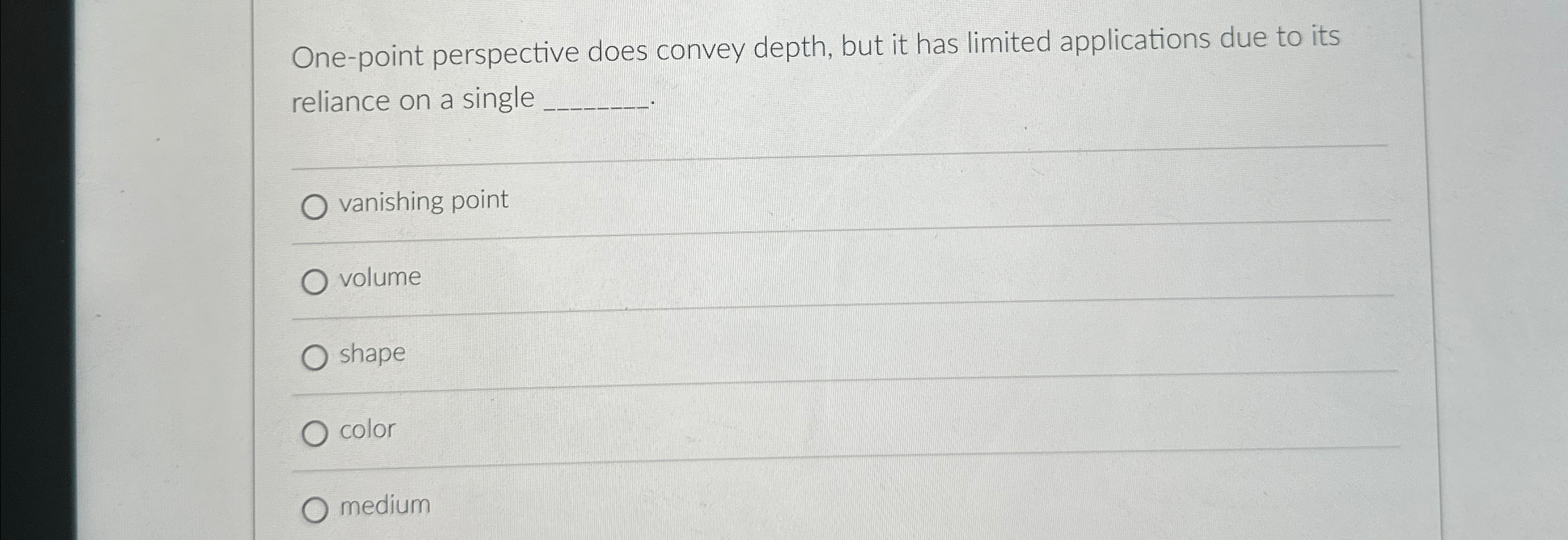 One - point perspective does convey depth, but it