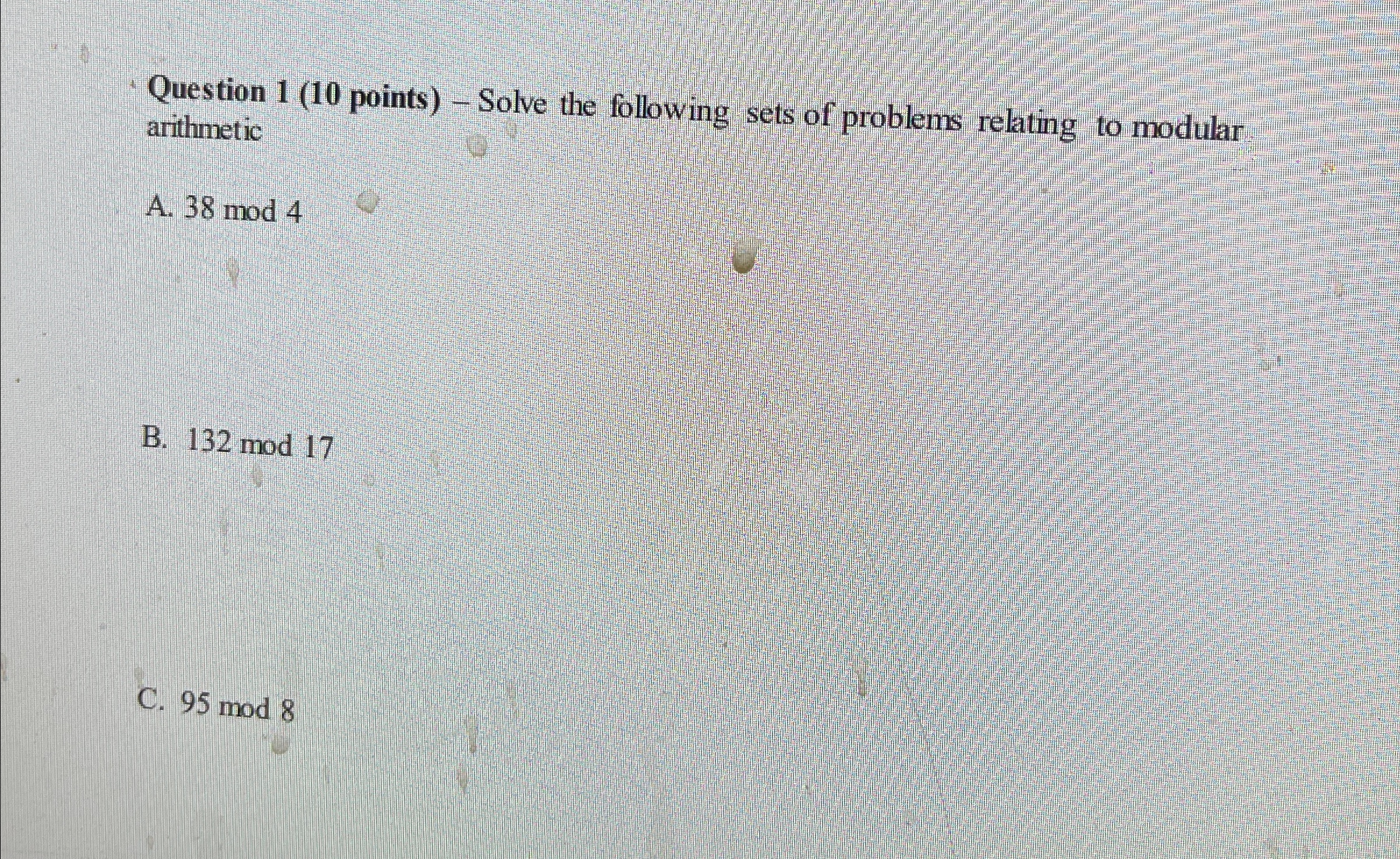 Question 1 - Solve the following sets of problems