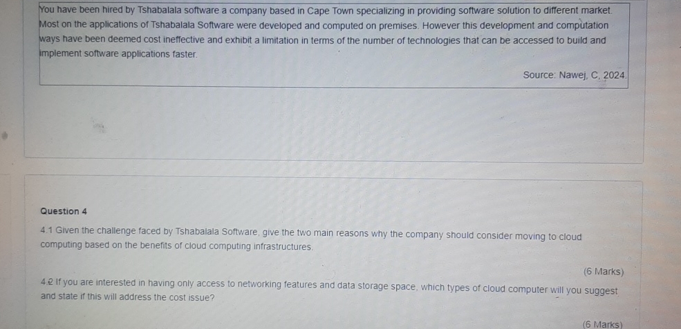 You have been hired by Tshabalala software a