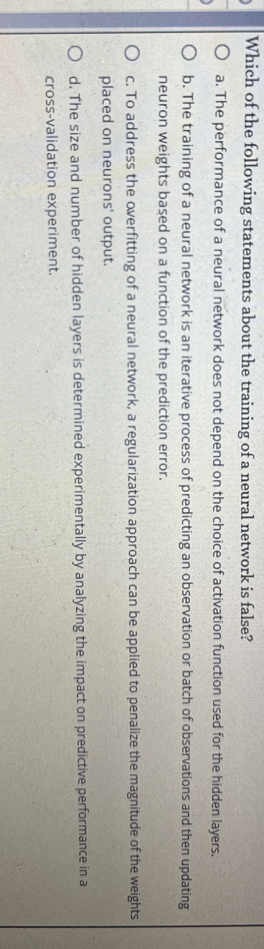 Which of the following statements about the