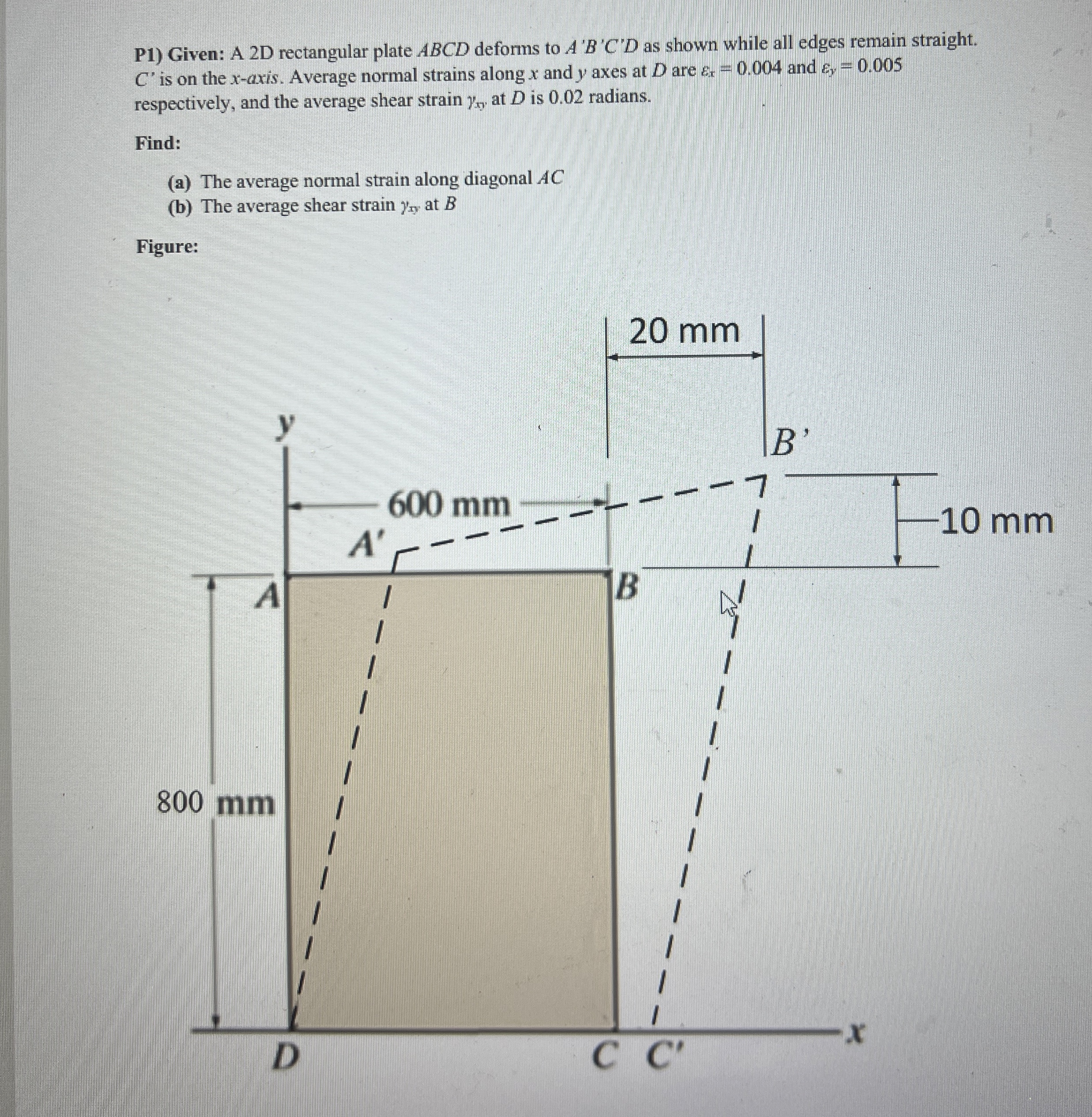 P 1 ) Given: A 2 D rectangular plate ABCD deforms