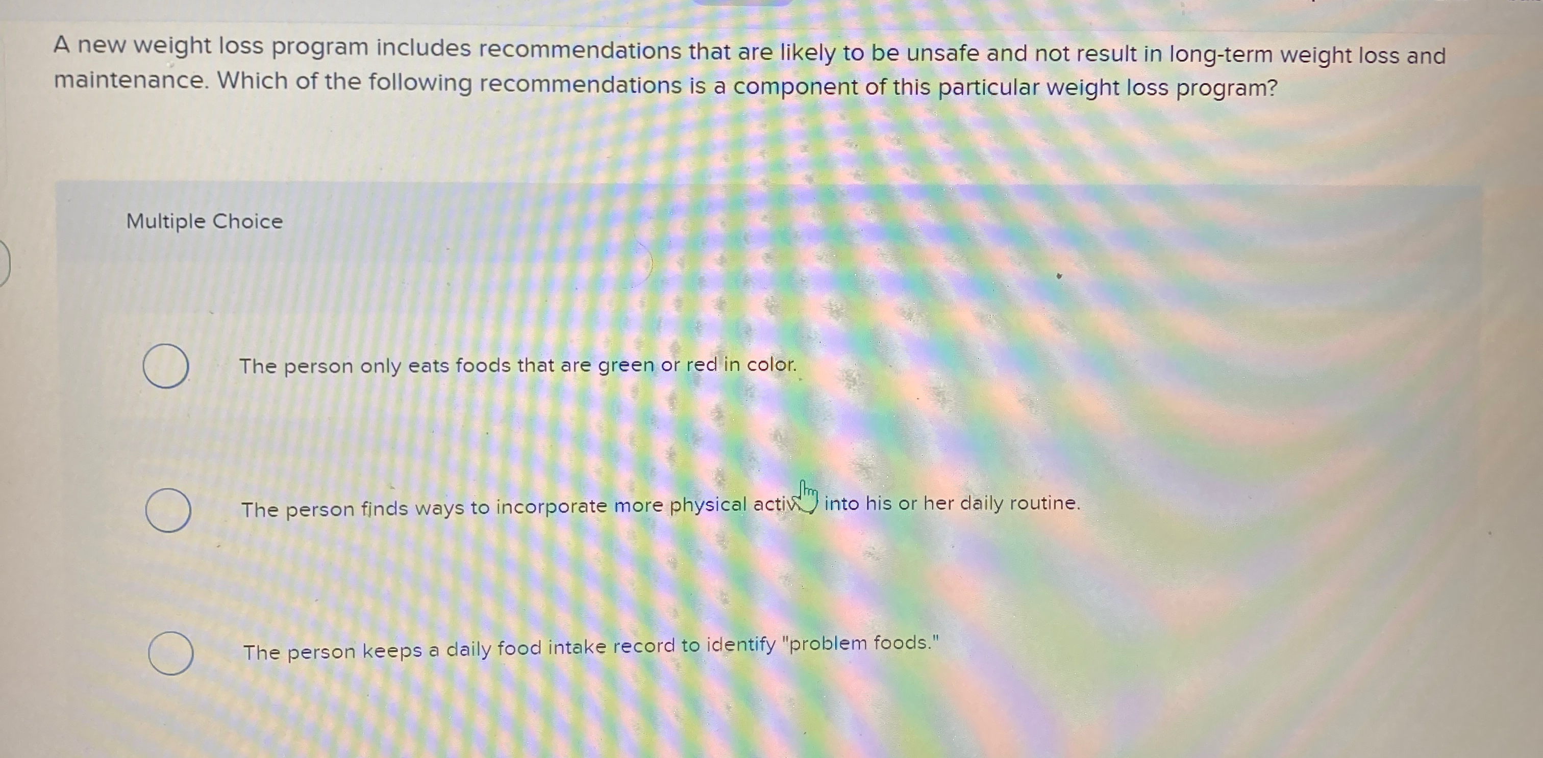 A new weight loss program includes