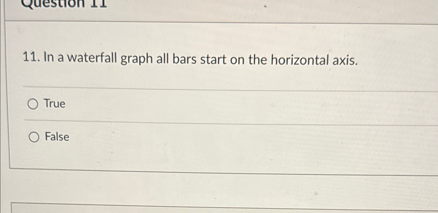 In a waterfall graph all bars start on the