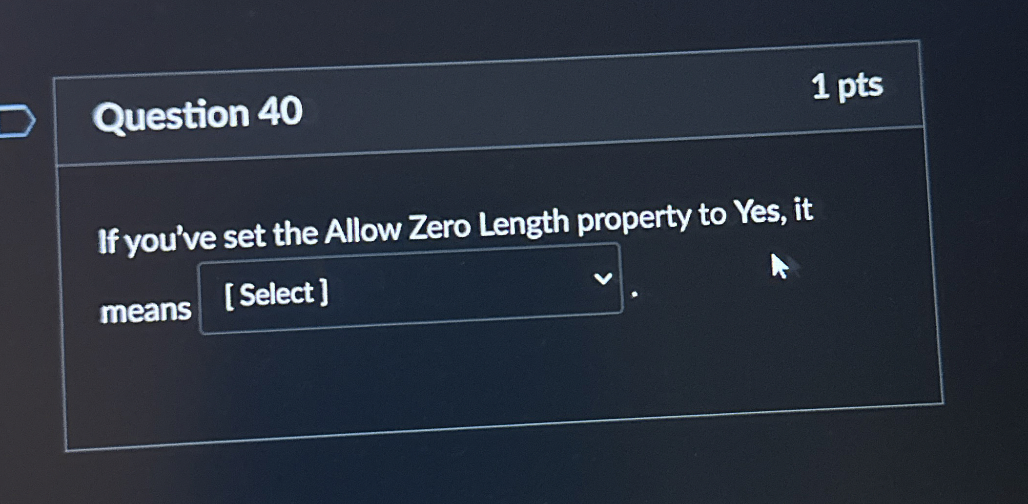 Question 4 0 1 pts If you've set the Allow Zero