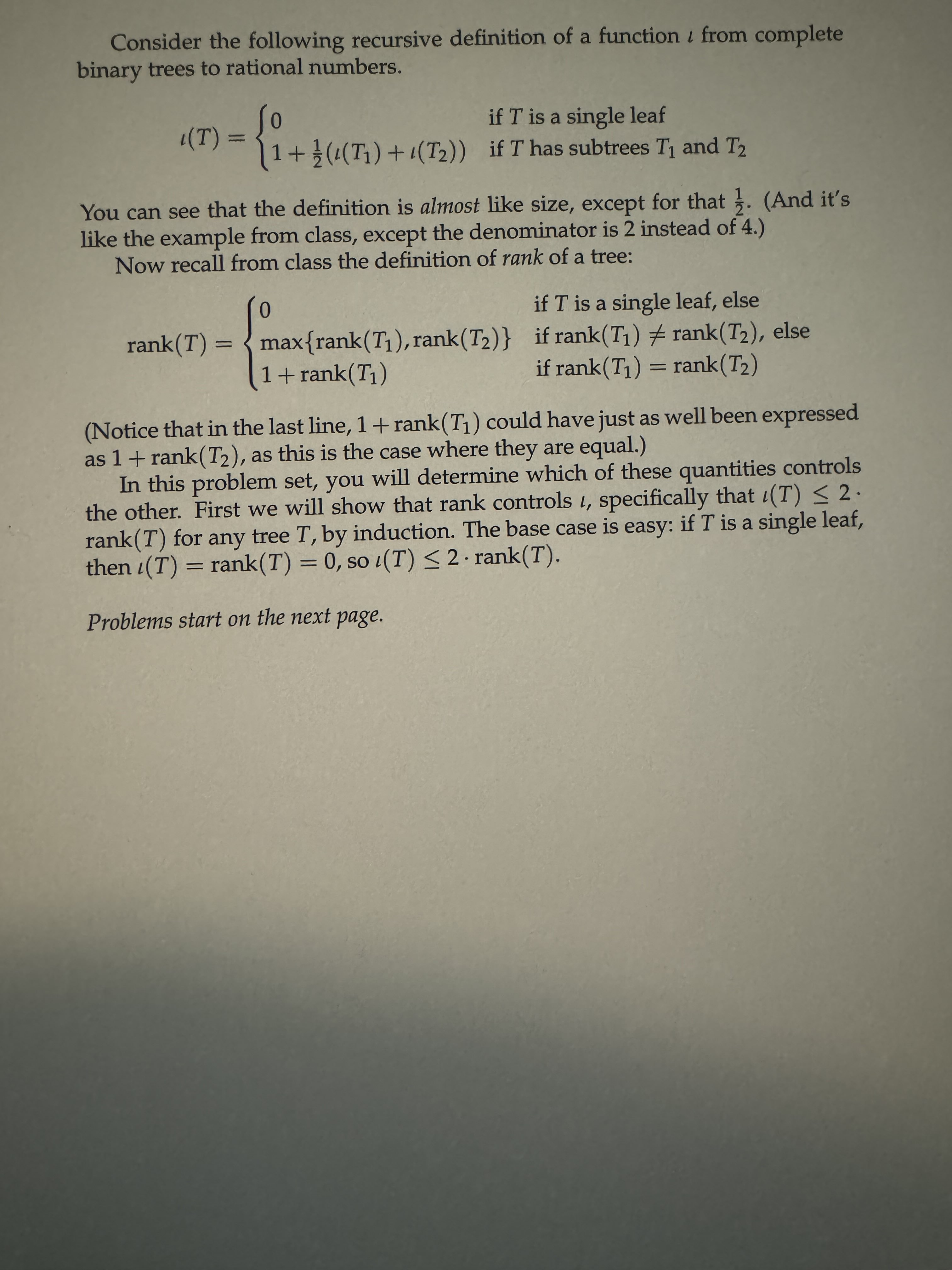 Consider the following recursive definition of a