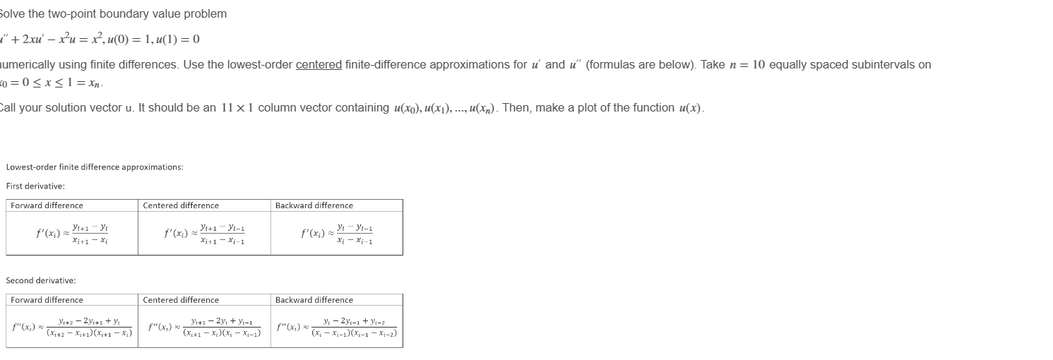 Solve the two - point boundary value problem ' '