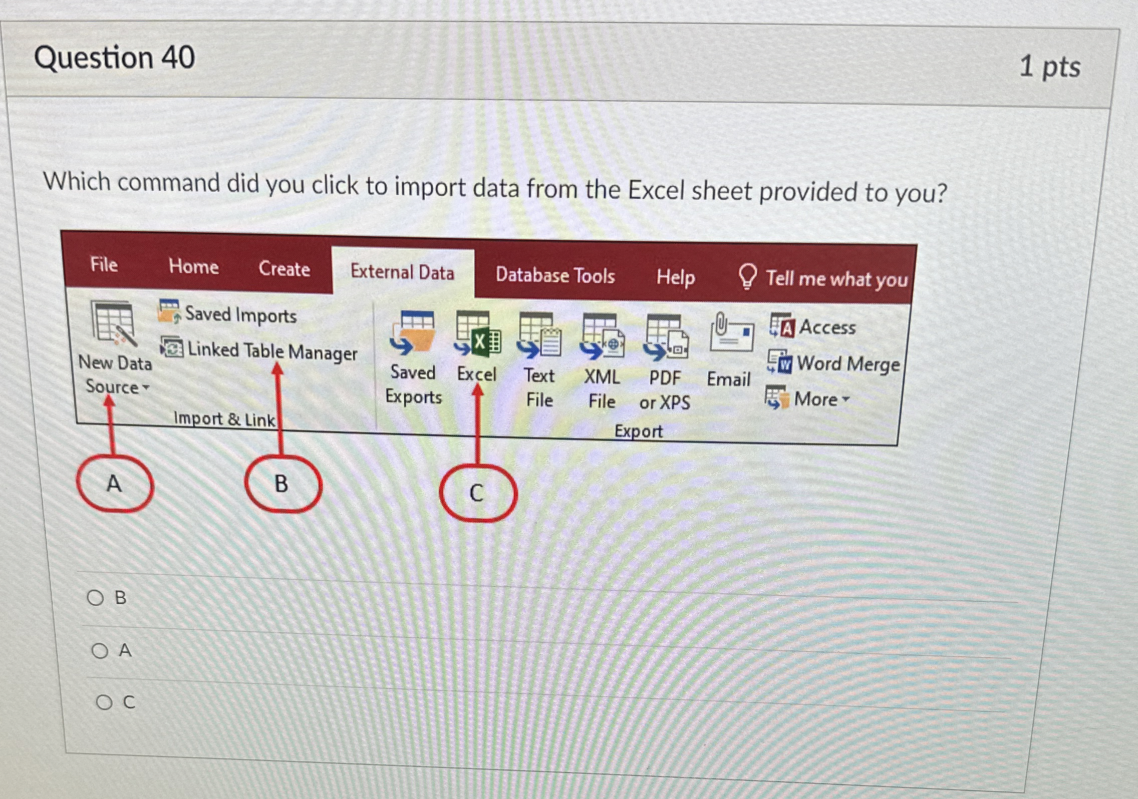 Question 4 0 1 pts Which command did you click to