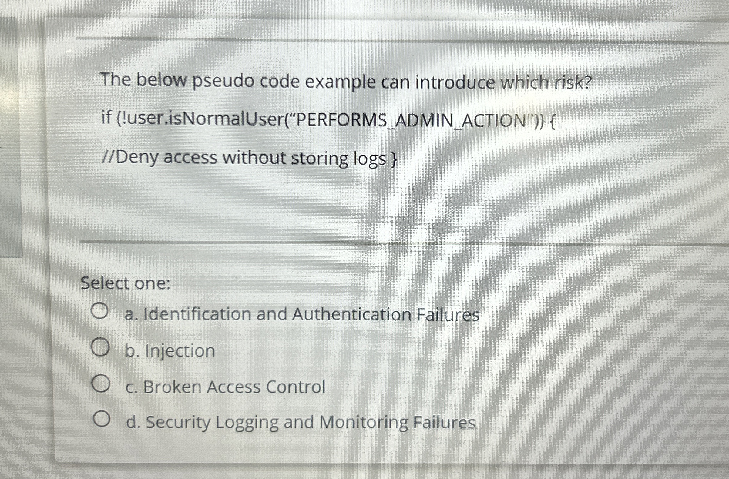 The below pseudo code example can introduce which