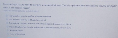 Ons accessing a secure website user gets a