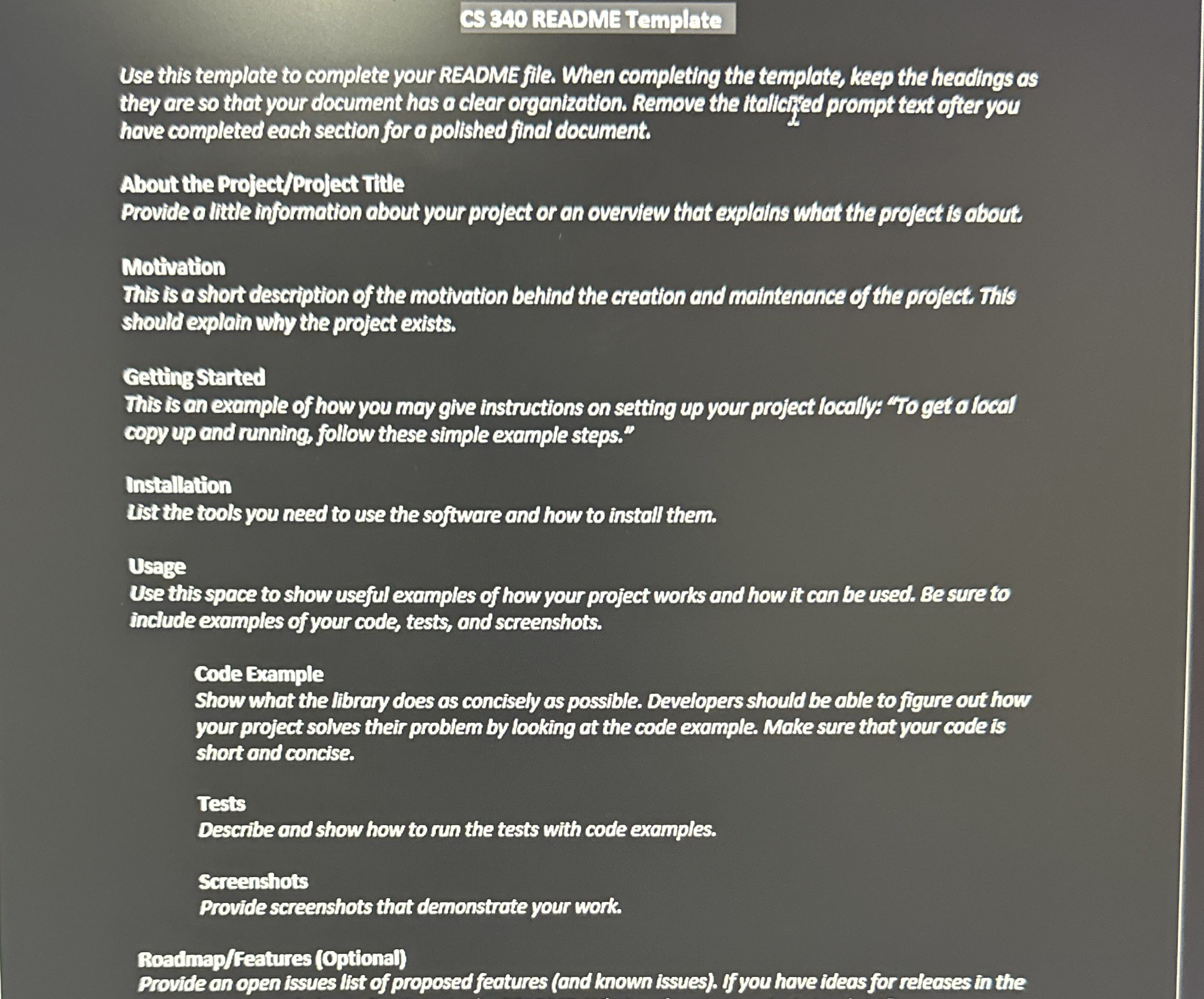 CS 3 4 0 README Template Use this template to