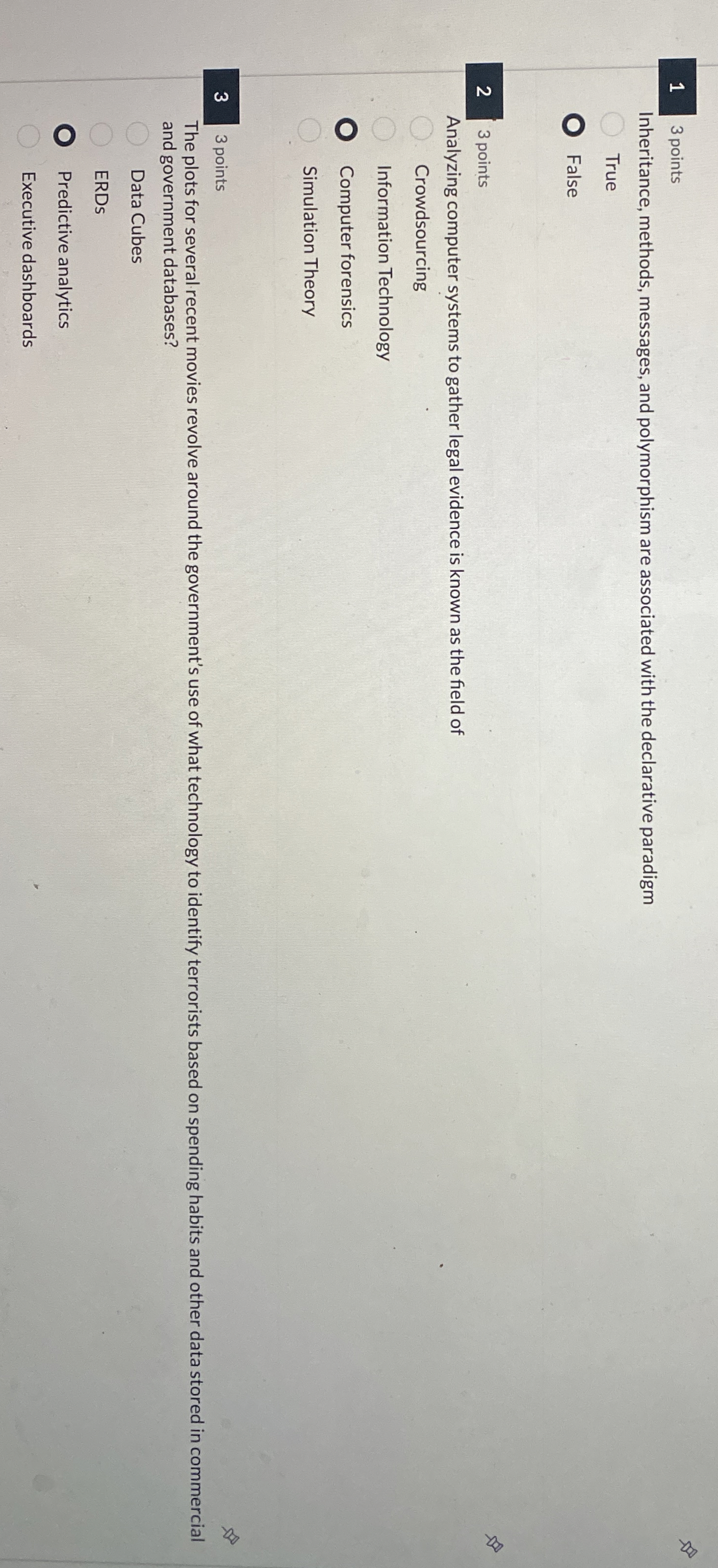 1 3 points Inheritance, methods, messages, and