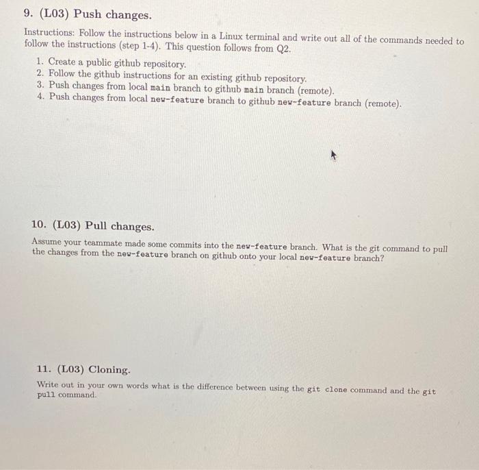 please answer with linux on mac os 9. (L03) Push
