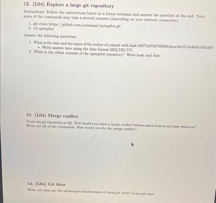 please answer with linux on mac os 9. (L03) Push