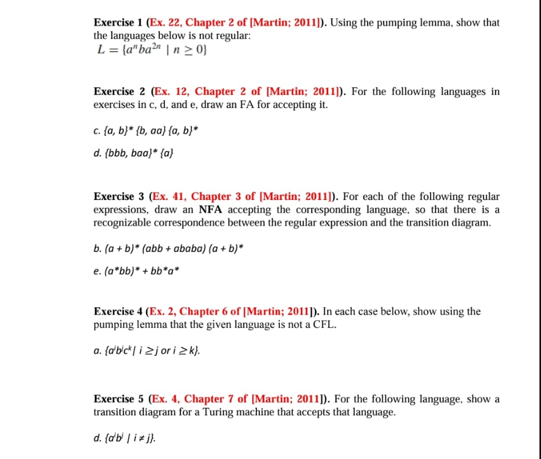 Exercise 1 ( Ex . 2 2 , Chapter 2 of [ Martin; 2