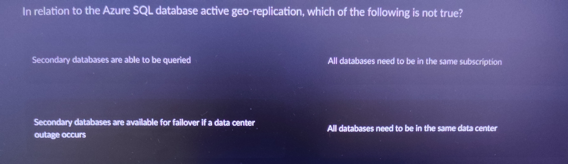In relation to the Azure SQL database active geo