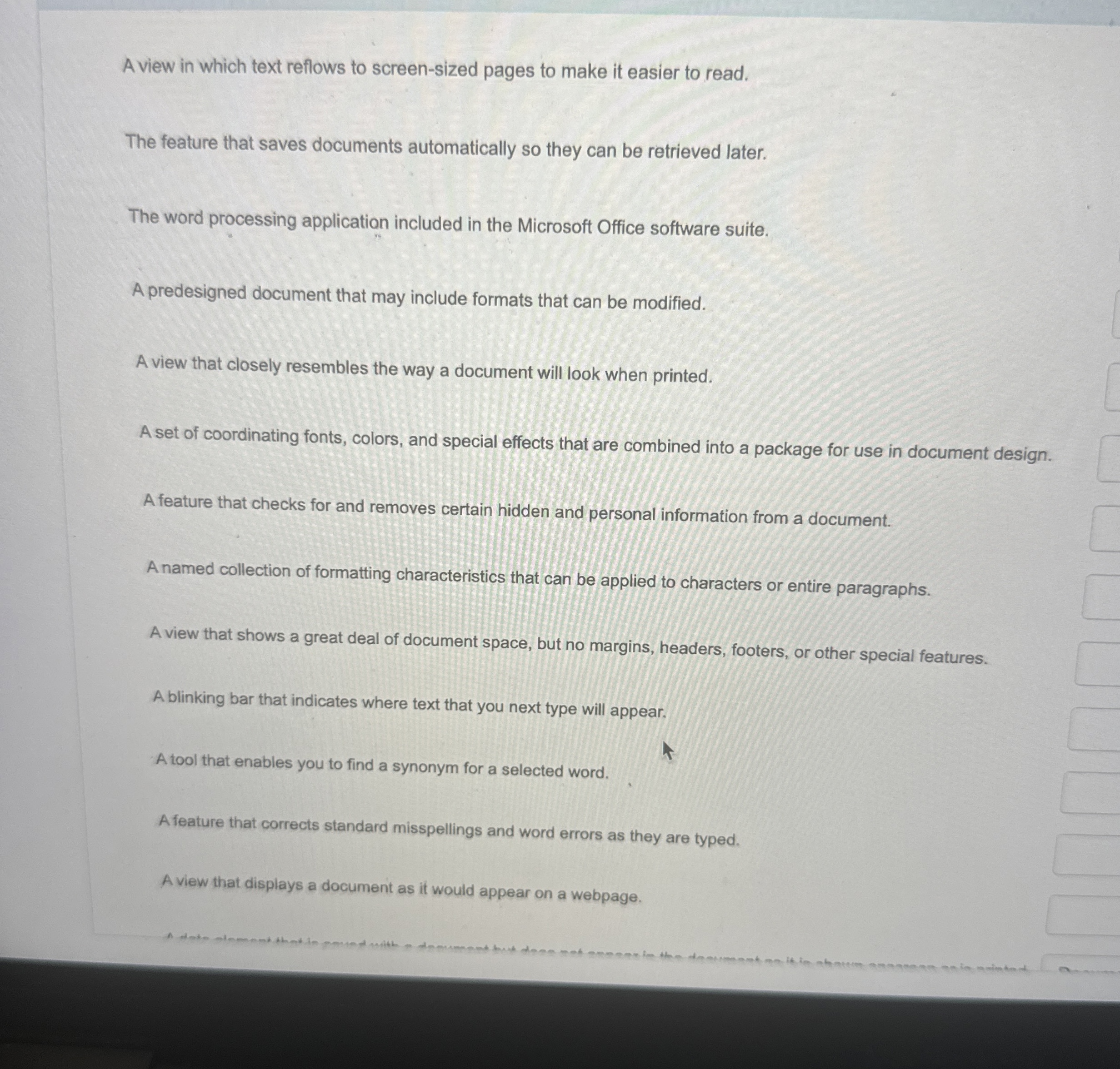 A view in which text reflows to screen - sized