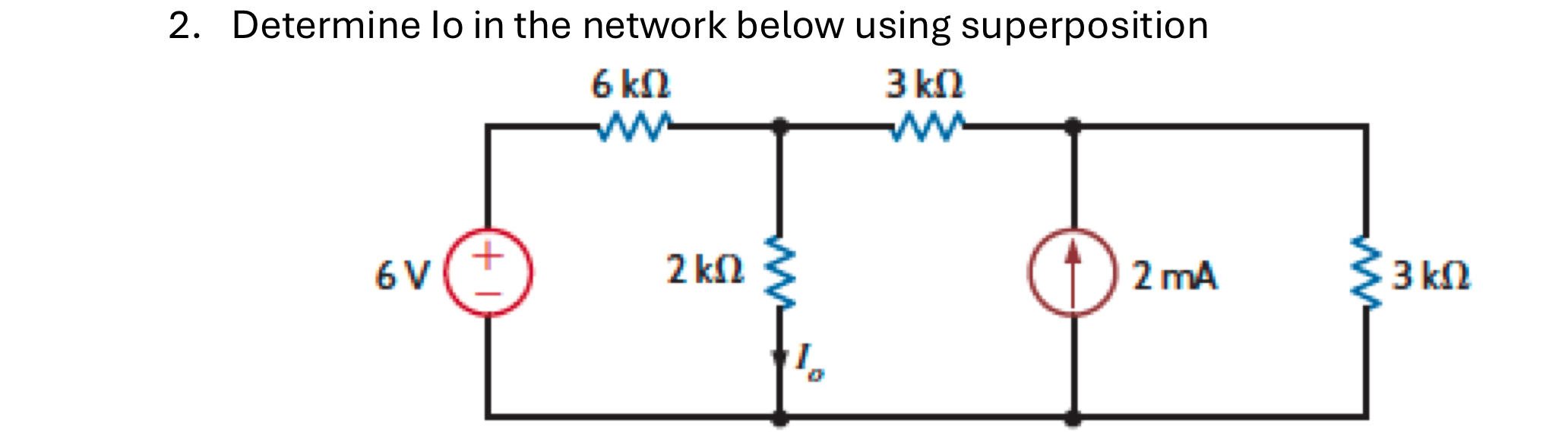 2 . Determine lo in the network below using