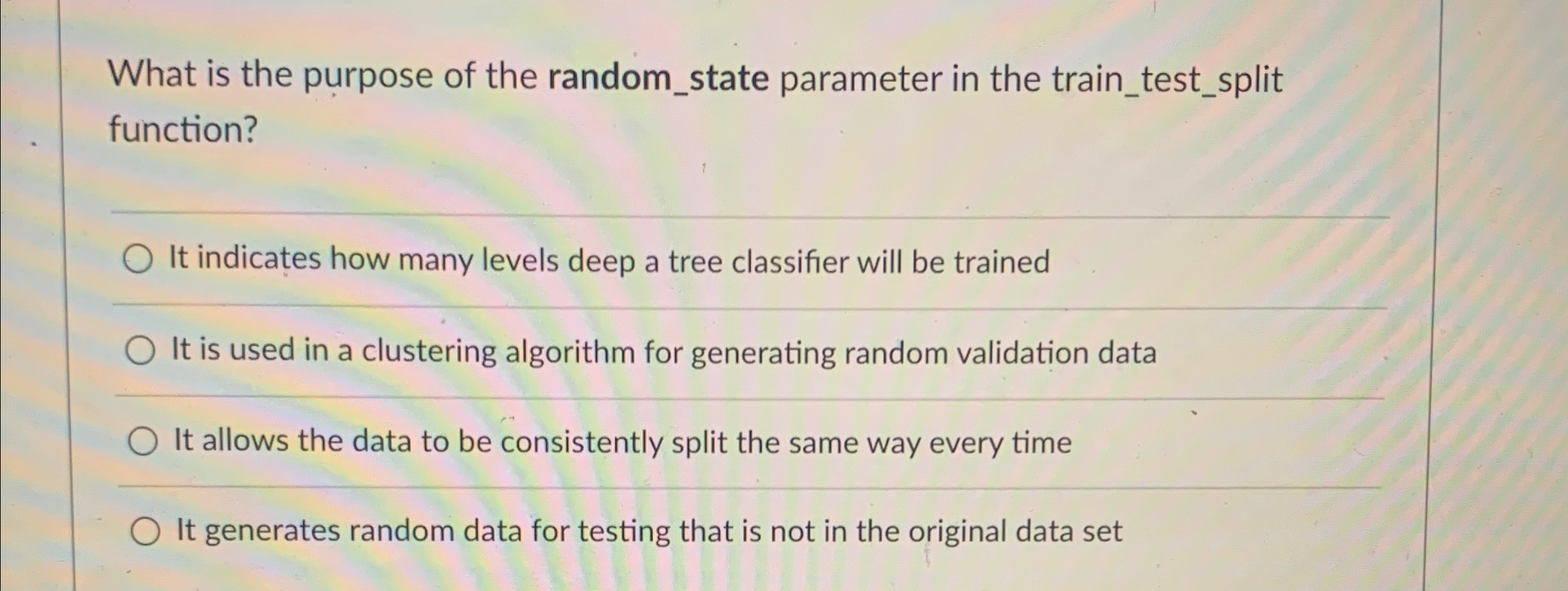 What is the purpose of the random _ state