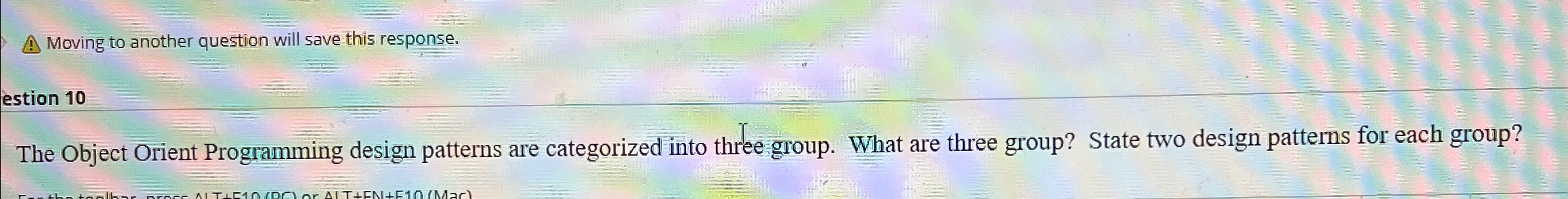 Qestion 1 0 The Object Orient Programming design