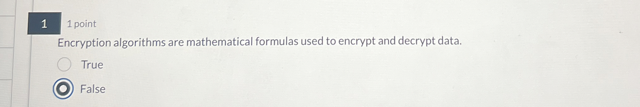 1 1 point Encryption algorithms are mathematical