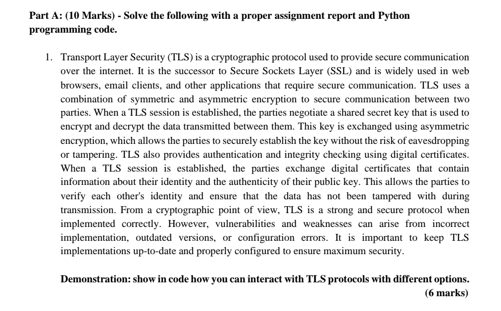 Part A: ( 1 0 Marks ) - Solve the following with