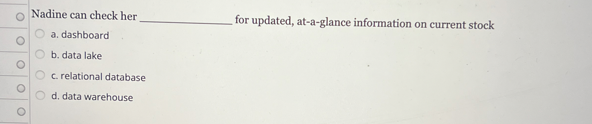 Nadine can check her for updated, at - a - glance