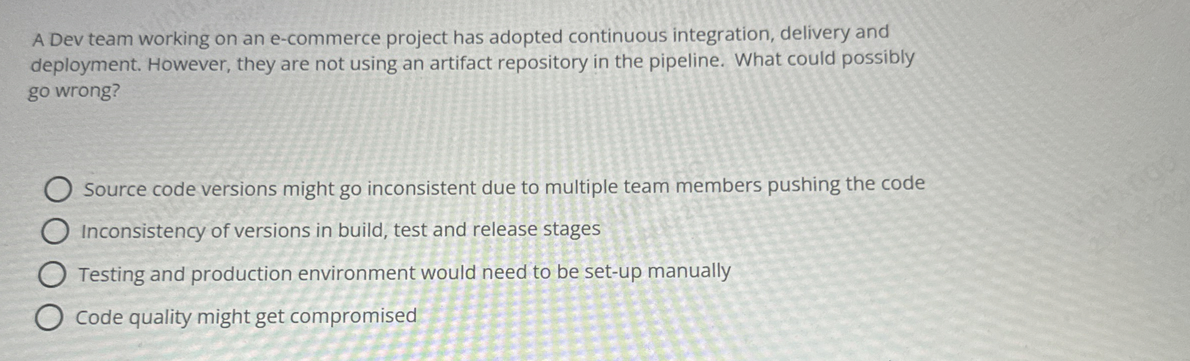 A Dev team working on an e - commerce project has