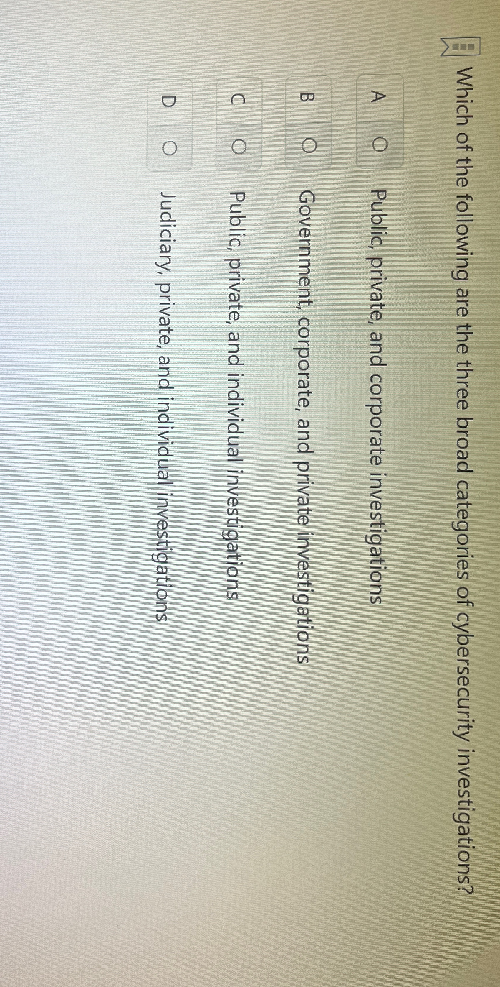 Which of the following are the three broad