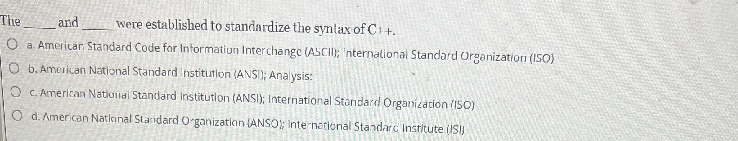 The and were established to standardize the