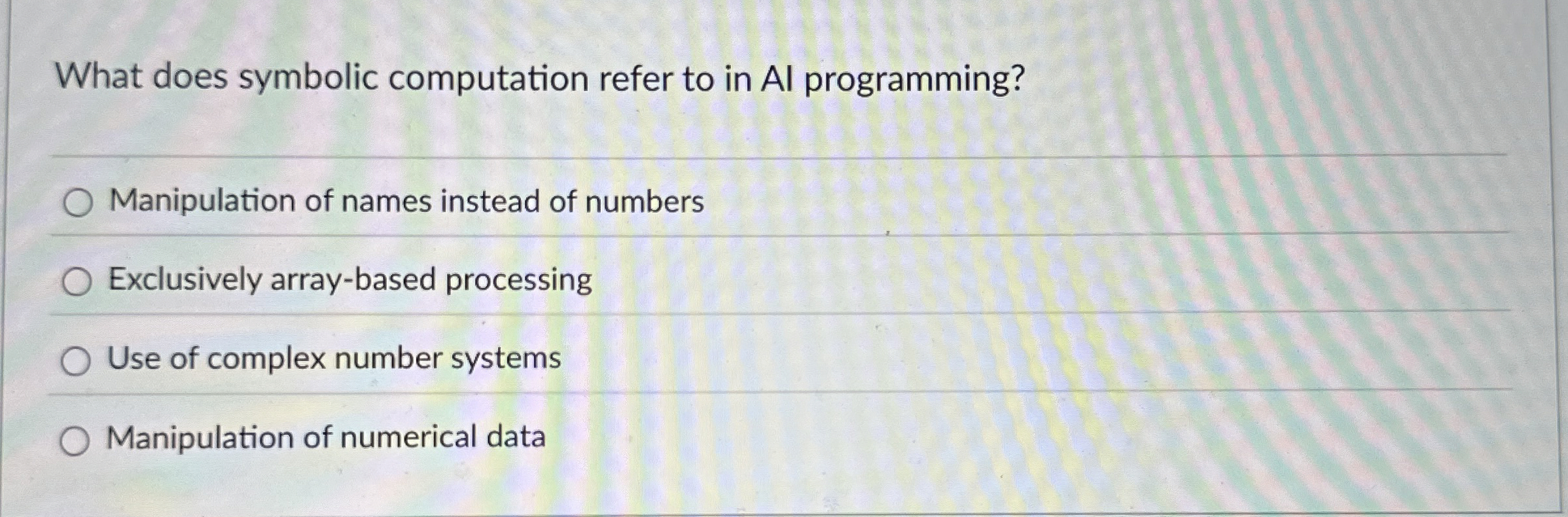 What does symbolic computation refer to in Al