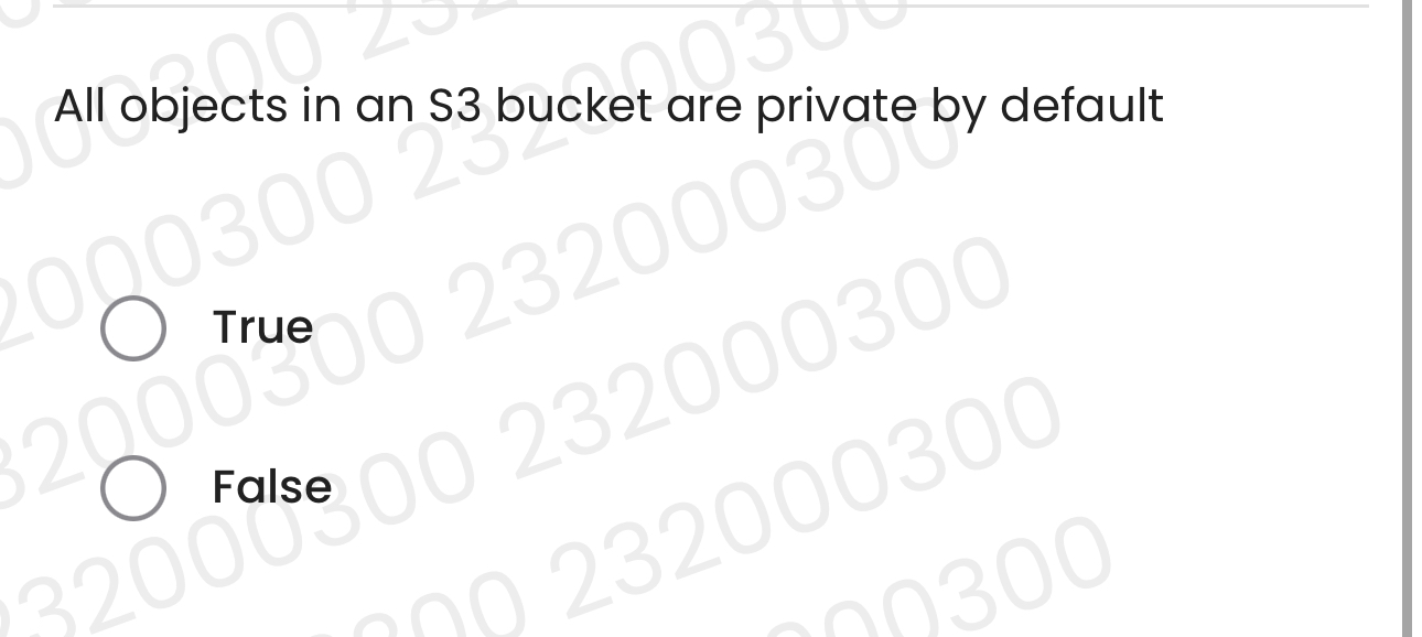 All objects in an S 3 bucket are private by