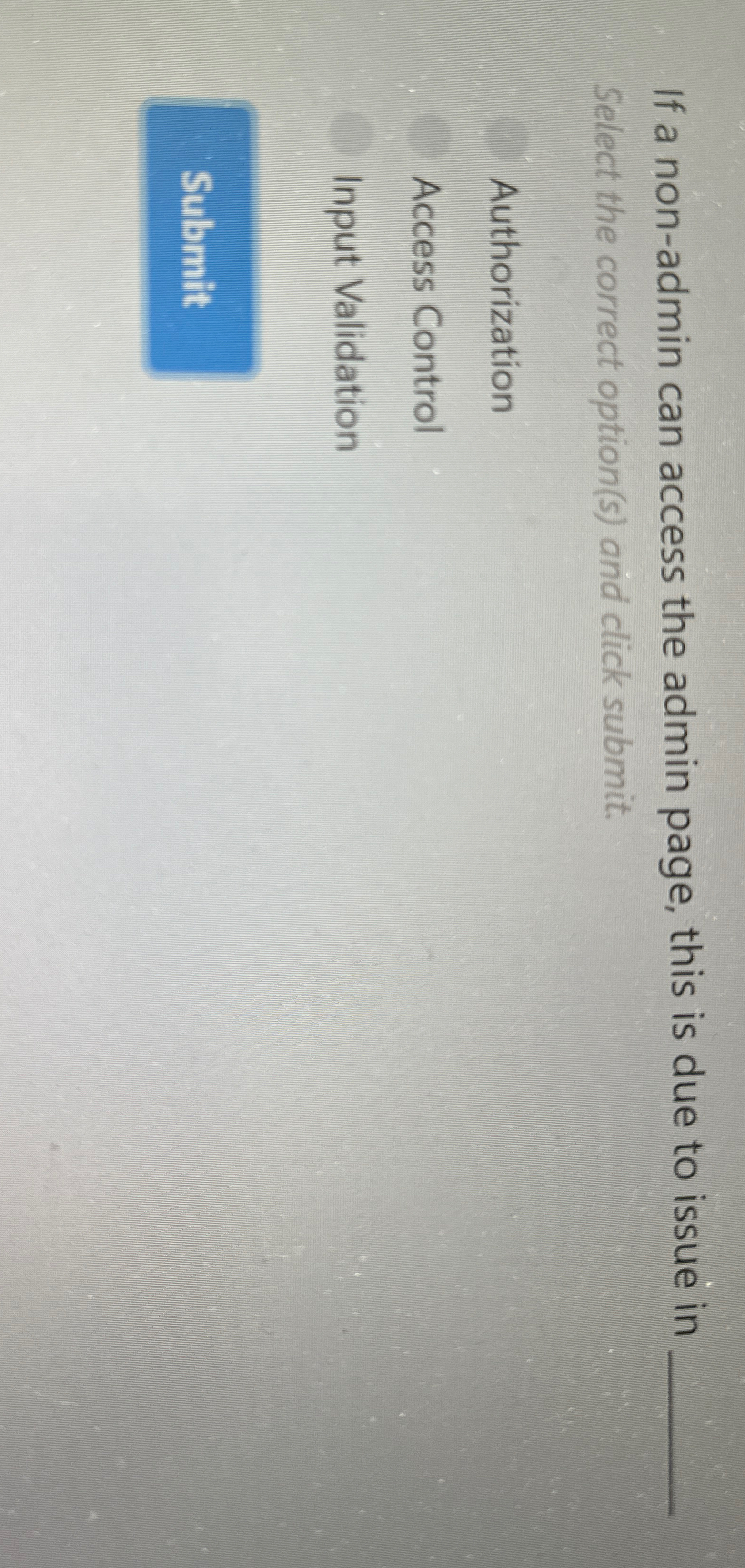 If a non - admin can access the admin page, this