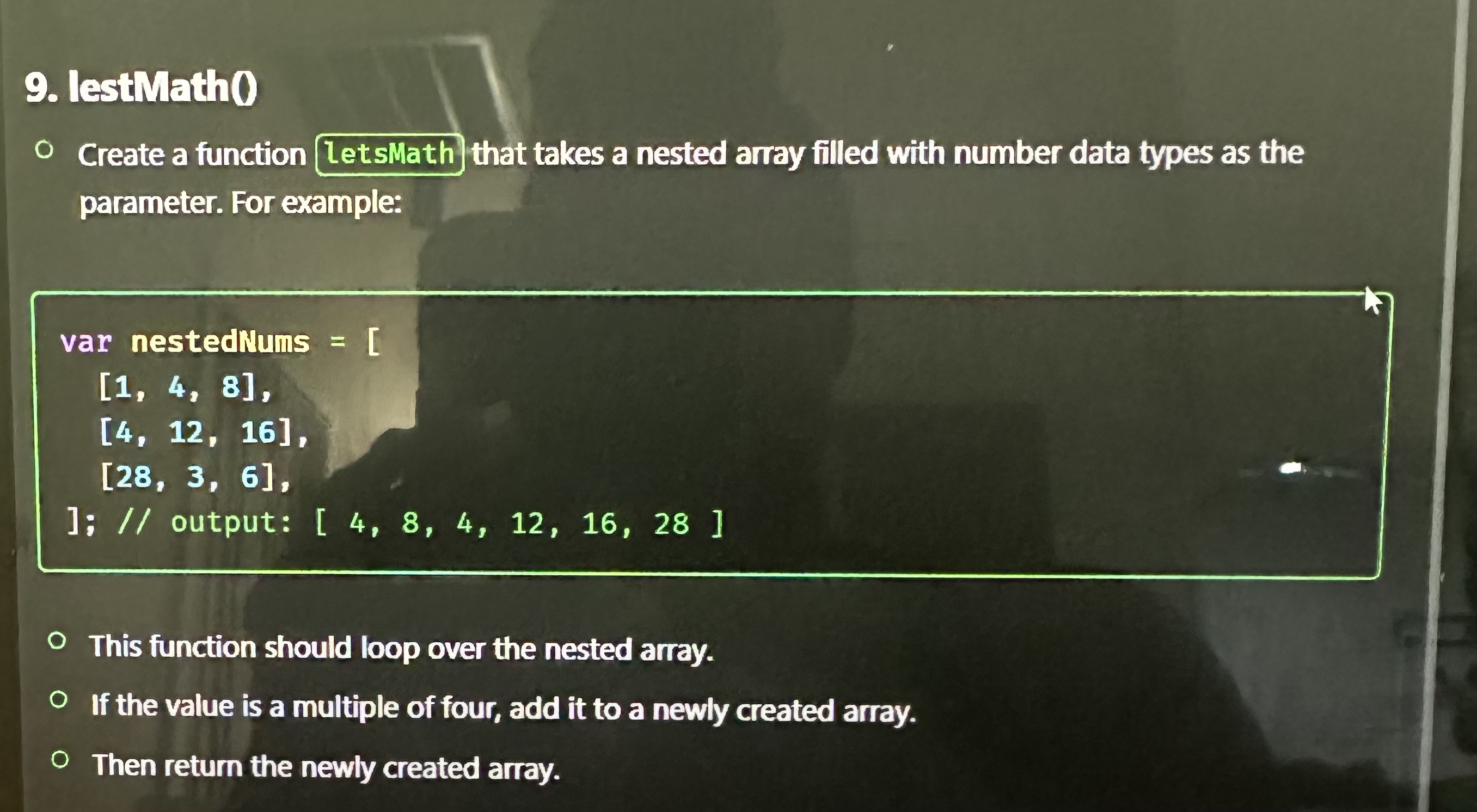 lestMath 0 Create a function letsMath that takes