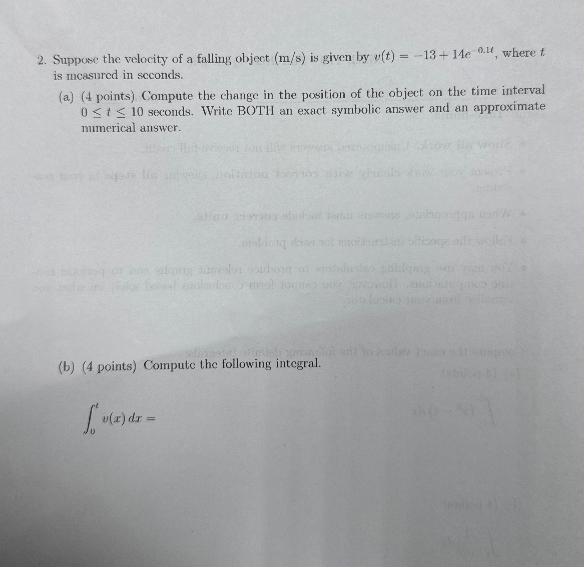 ( b ) ( 4 points ) Compute the following