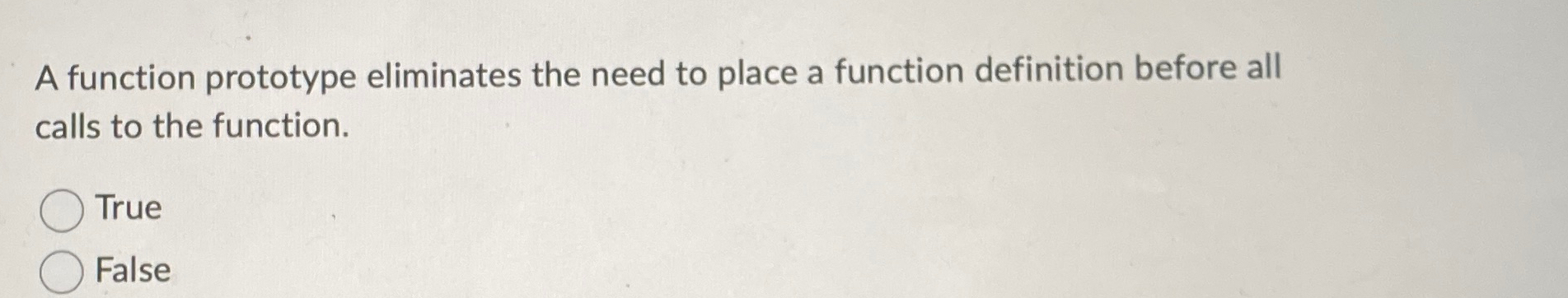 A function prototype eliminates the need to place