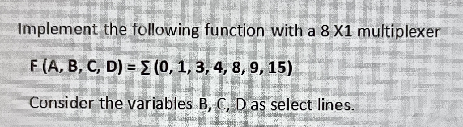 Implement the following function with a 8 X 1