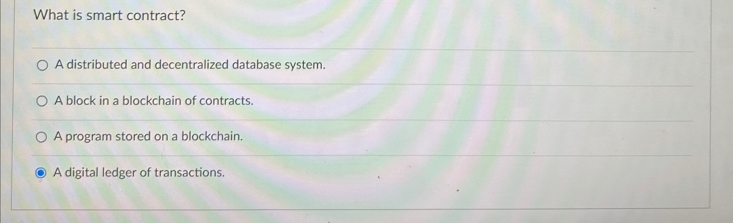 What is smart contract? A distributed and