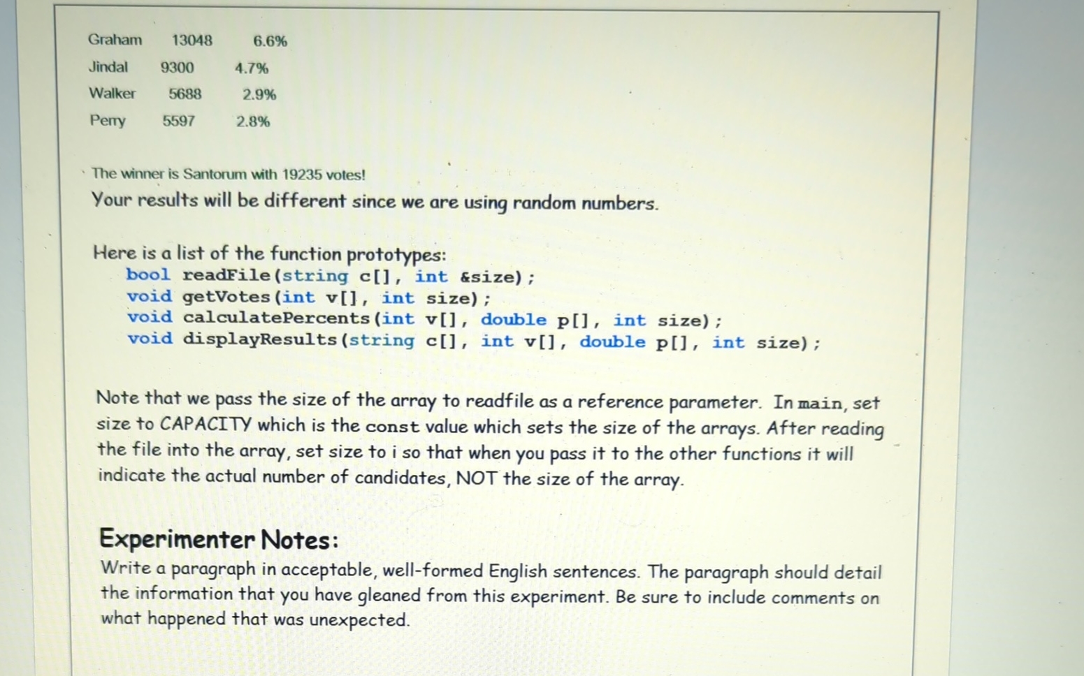Purpose: This experiment is designed to develop