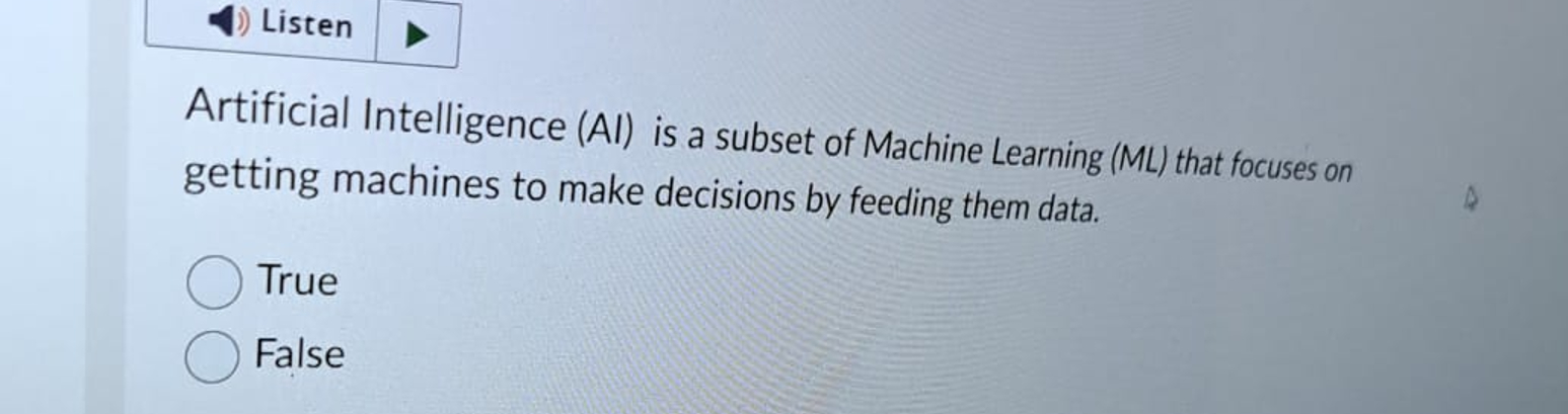 Artificial Intelligence ( AI ) is a subset of