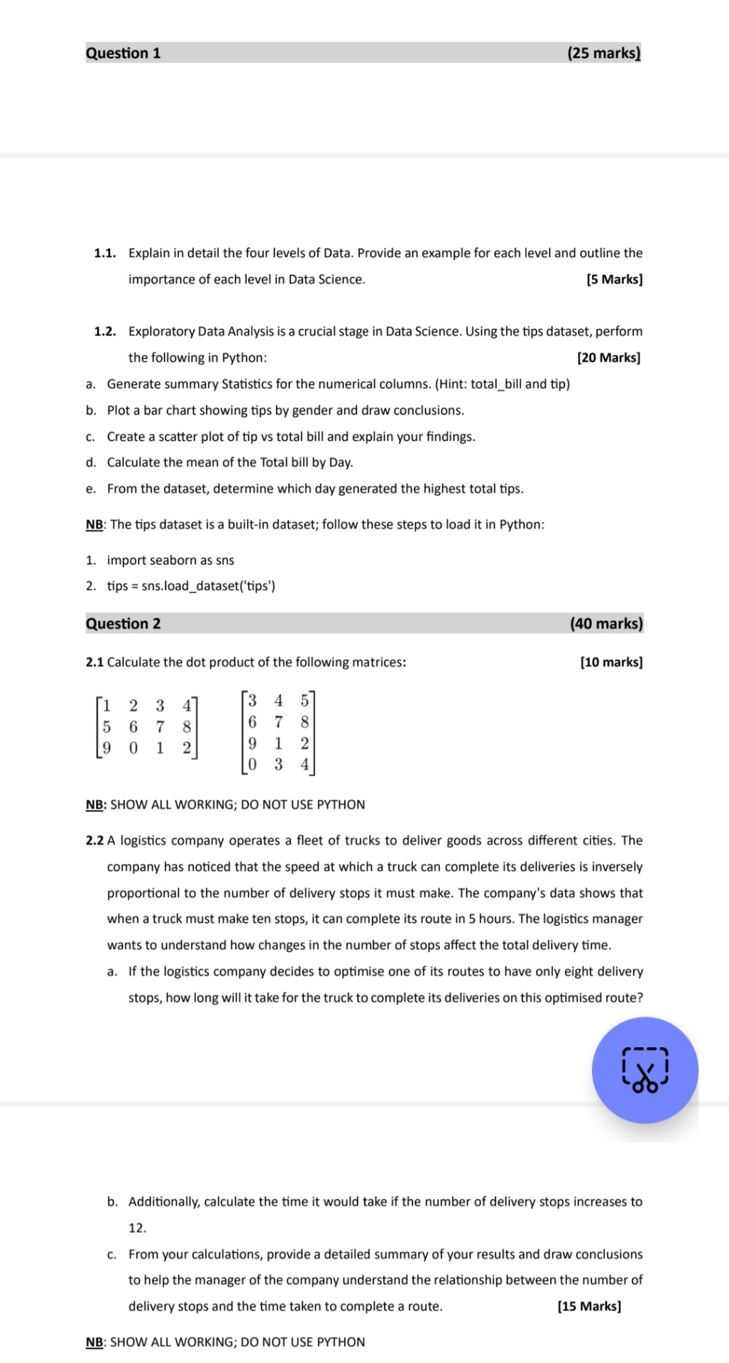 Question 1 ( 2 5 marks ) 1 . 1 . Explain in