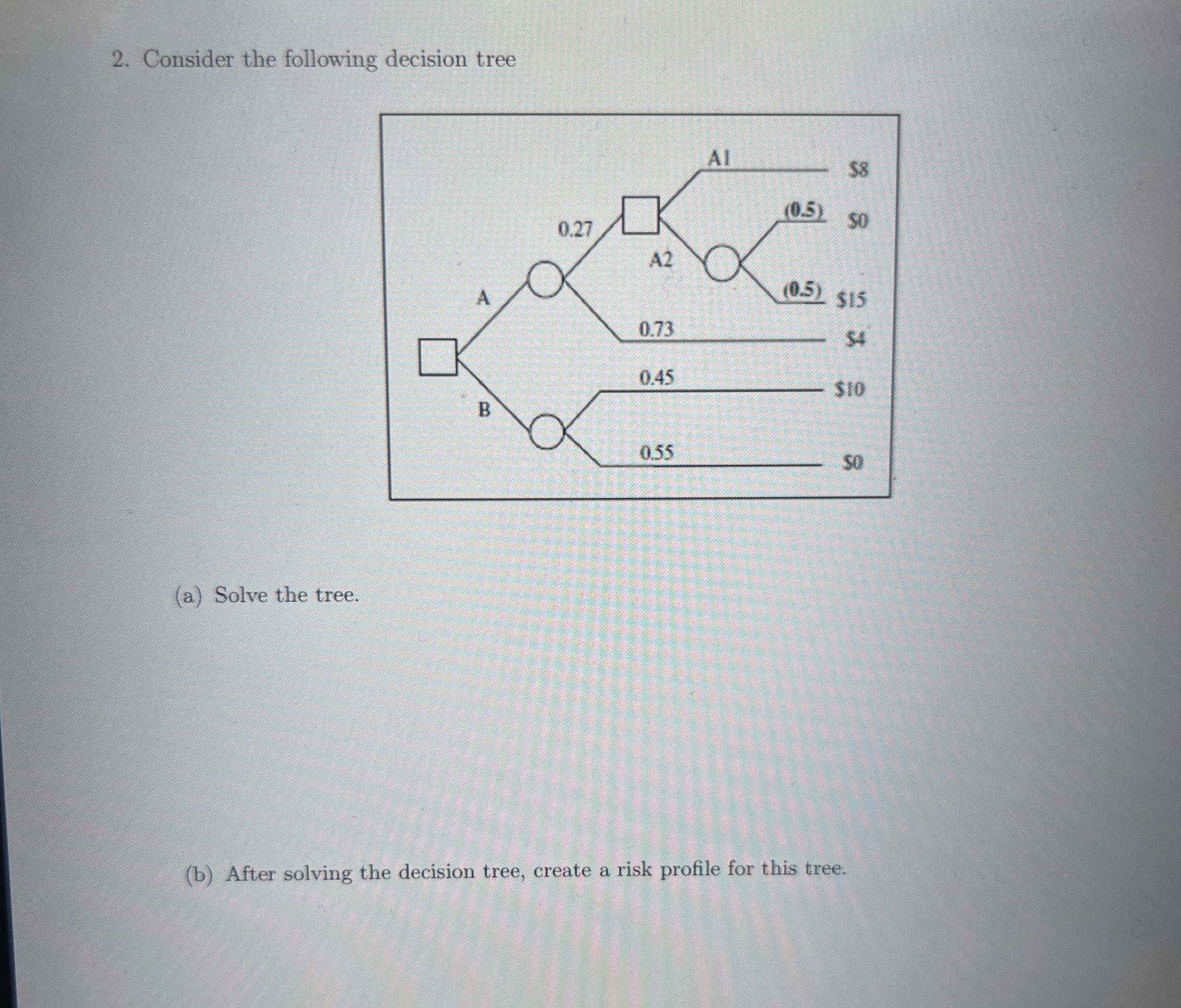 Consider the following decision tree ( a ) Solve