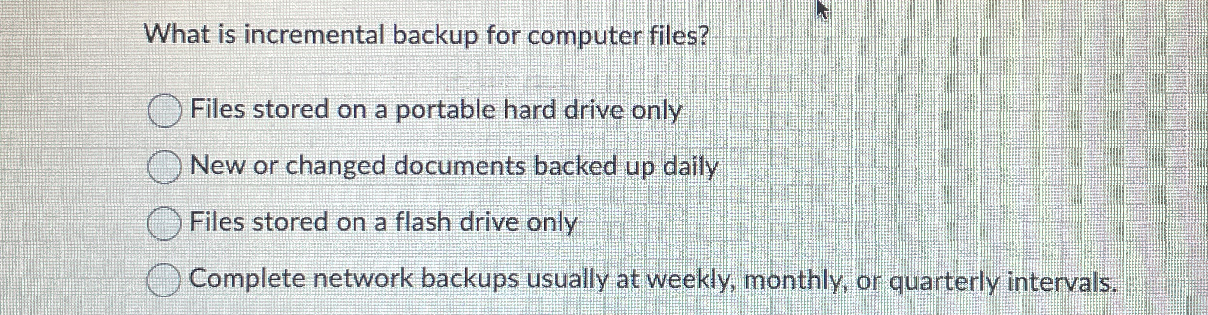 What is incremental backup for computer files?