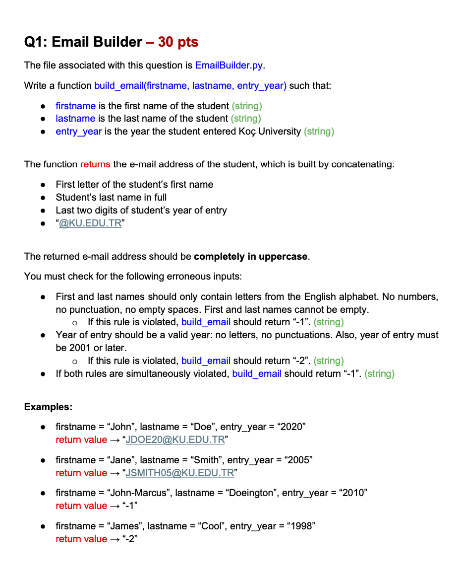 Q 1 : Email Builder - 3 0 pts The file associated