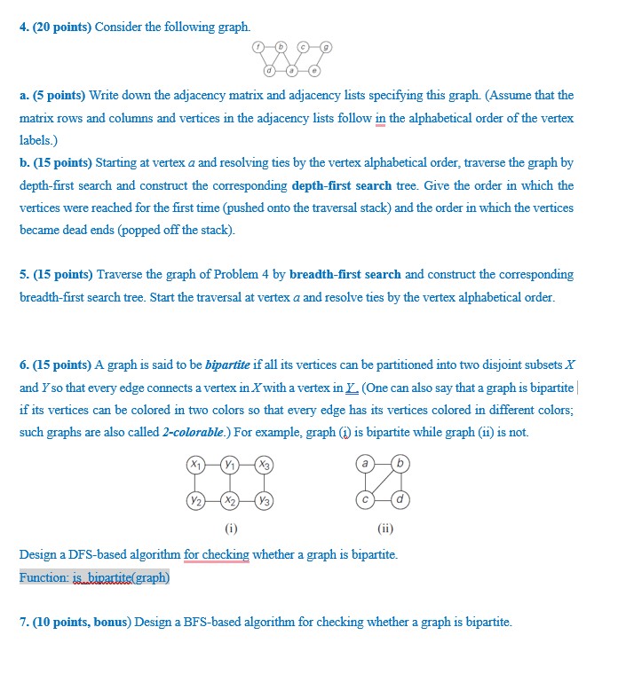 ( 2 0 points ) Consider the following graph. a .