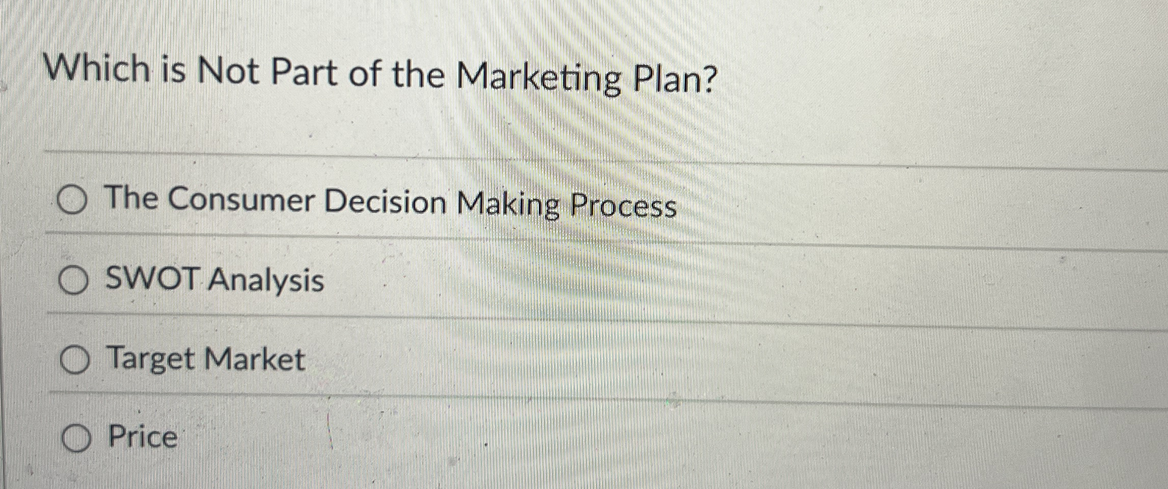 Which is Not Part of the Marketing Plan? The