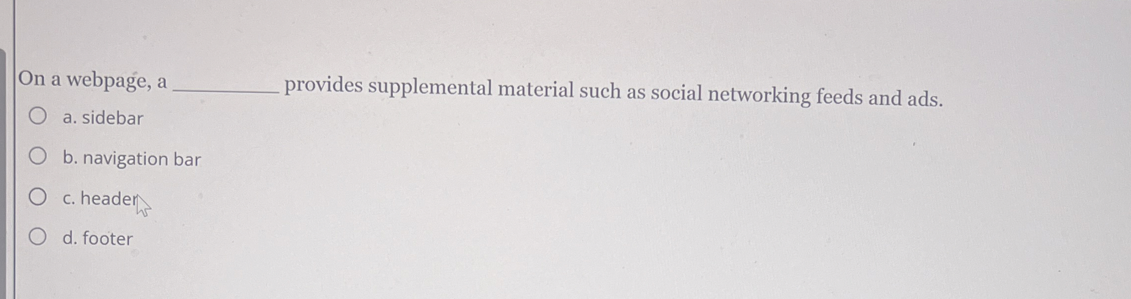 On a webpage, a q , a . sidebar provides