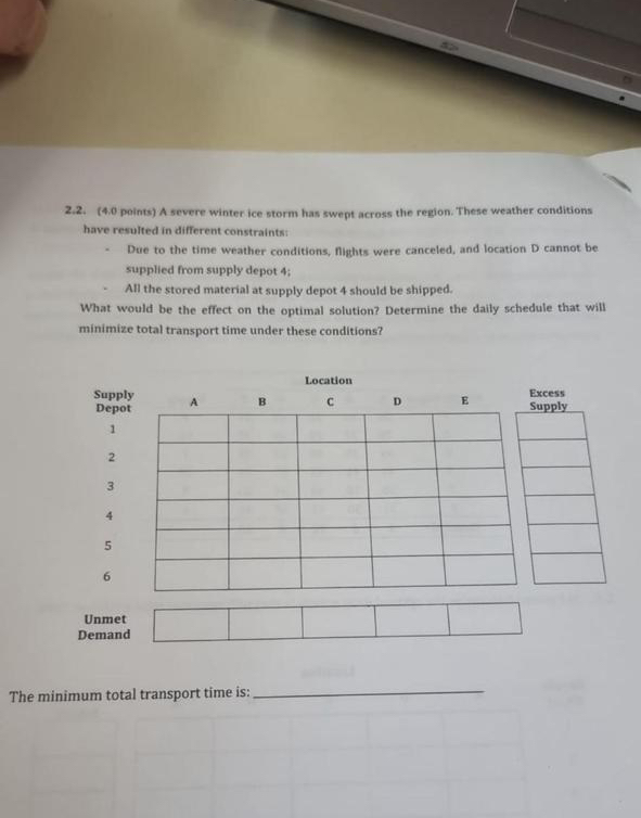 Gi 2 . 2 . ( 4 . 0 points ) A severe winter ice