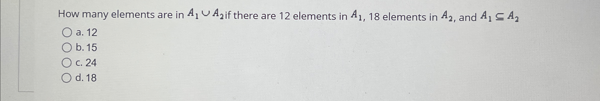 How many elements are in A 1 A 2 if there are 1 2
